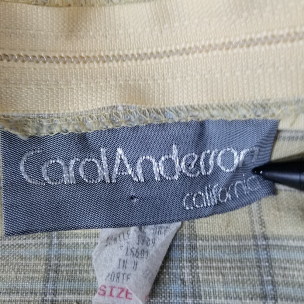 Vintage Carol Anderson Maxi Dress 6 Butter Yellow Plaid Linen Cotton USA Made - Picture 9 of 10